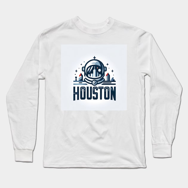 Houston City Illustration Long Sleeve T-Shirt by unrealartwork